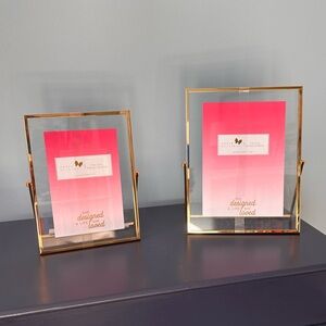 NIB Set Two Papyrus Gold Metallic Rimmed Photo Picture Frames Vertical 4x6 & 5x7